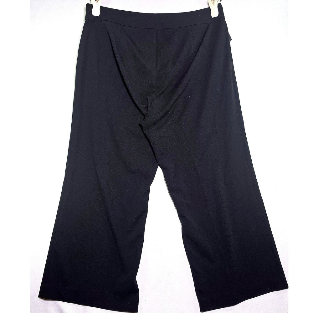 Calvin Klein Womens Black Wide Leg Dress Pants Gold Button Detail Size 16 16W